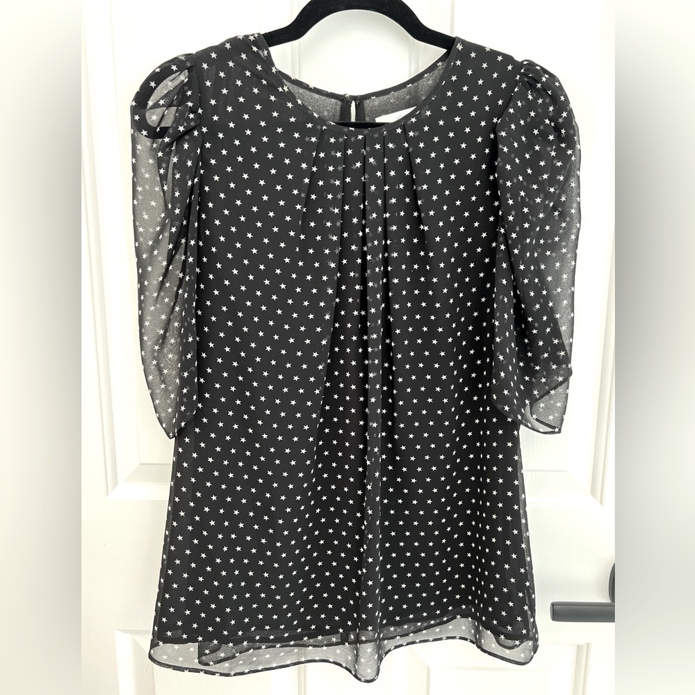 1901 Black and White Star Blouse. Size L